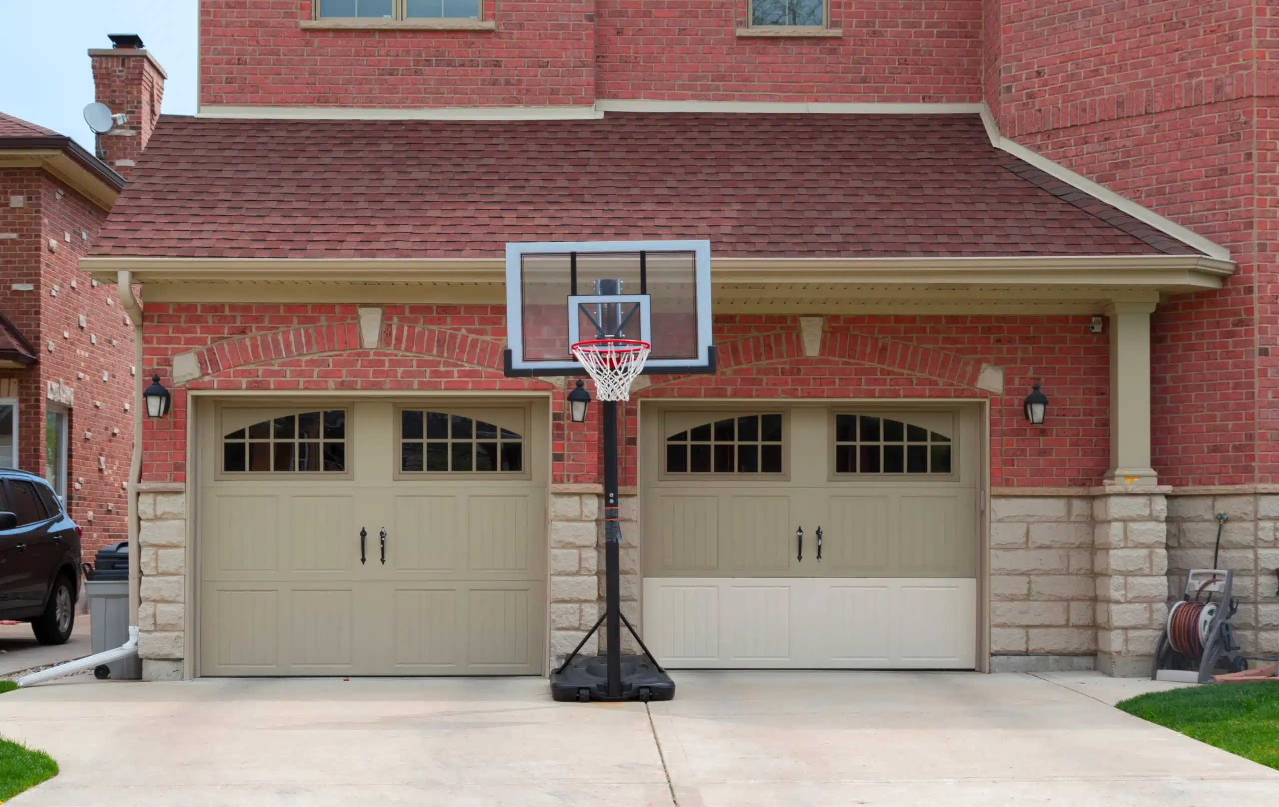 Double garage doors with a stylish and durable design.